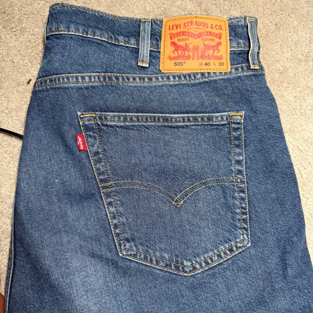 Levi's 505 Regular Fit Jeans Mens 40x32 Blue Excellent Straight‎ Leg Stretch